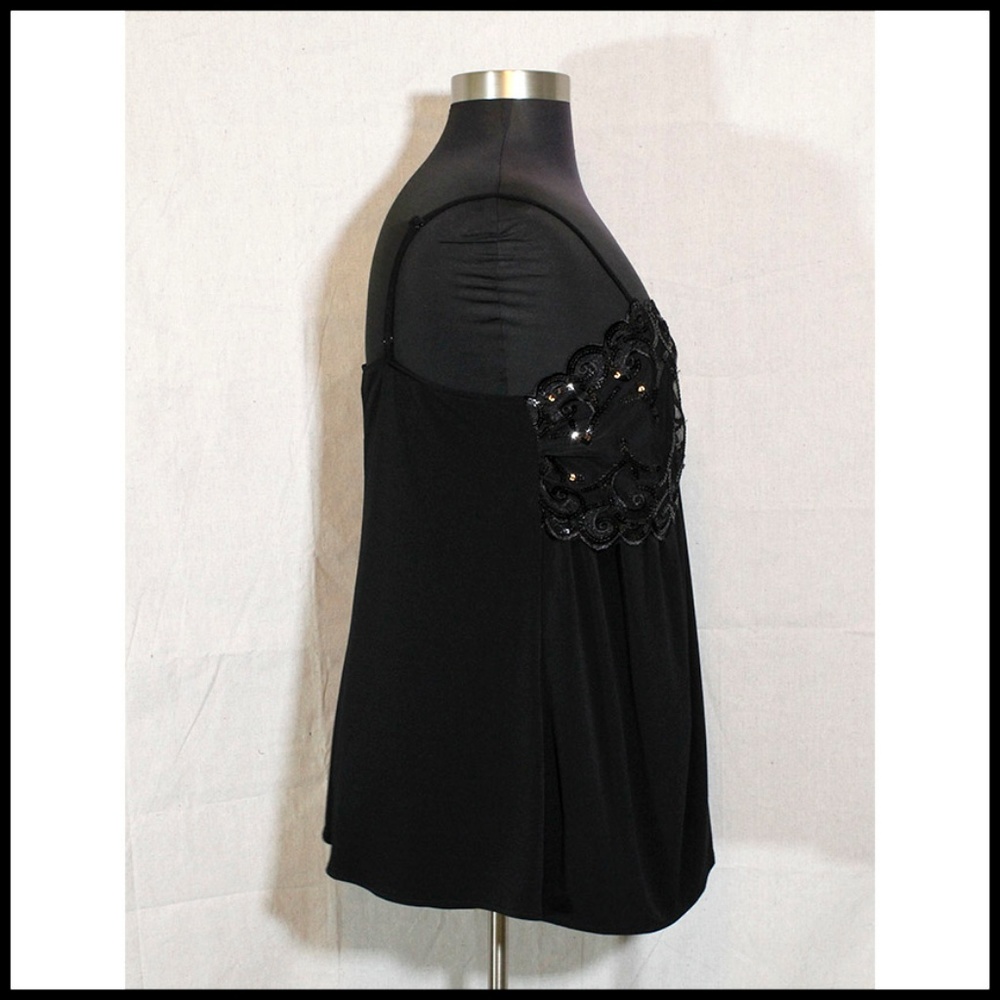 LB Black Camisole-style Top w/ Lace Bandeau Accent - Picture 4 of 6